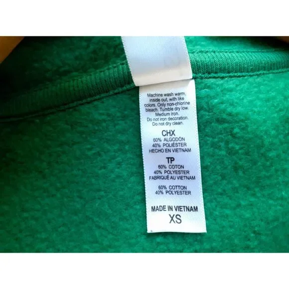 Canvas Womens Solid Green Fleece Full Zip Drawstring Sweatshirt Hoodie XS - Picture 11 of 12